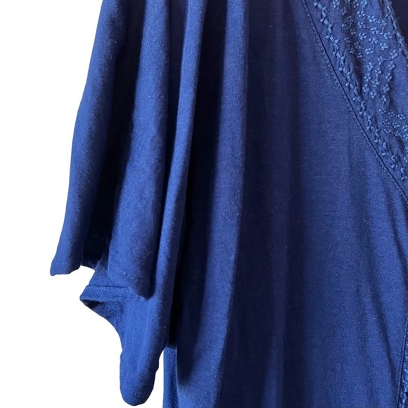 Banana Republic Embroidered Flutter Sleeve V-Neck Blue Top - Picture 4 of 8
